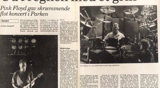 Anmeldelse fra Dagbladet Ringsted af Pink Floyd koncerten i Parken den 25 August 1994.