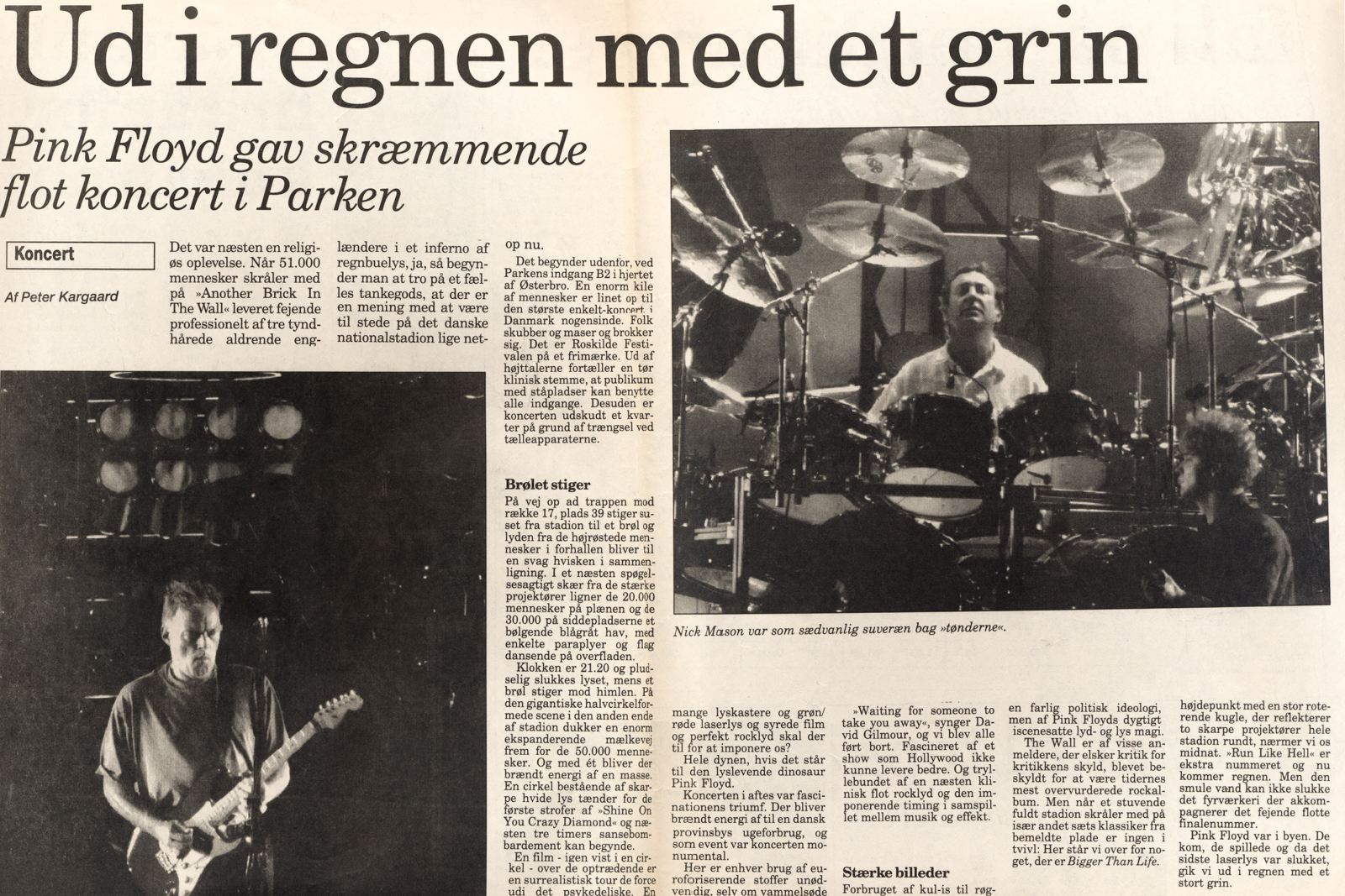 Anmeldelse fra Dagbladet Ringsted af Pink Floyd koncerten i Parken den 25 August 1994.